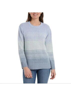 Ella Moss Women's XXL Striped Pullover Sweater Light Blue & Gray Polyester M0982